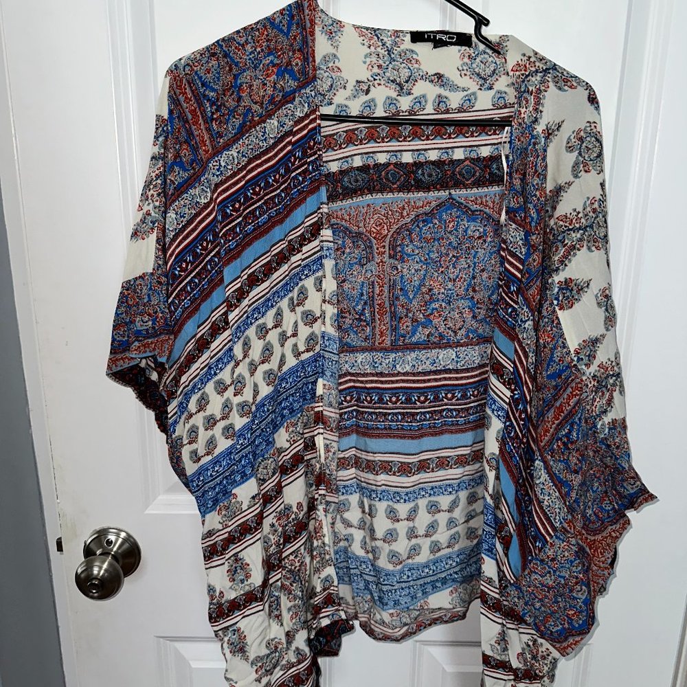 Tribal Print Lightweight Cardigan Wrap Top/Blouse - size small